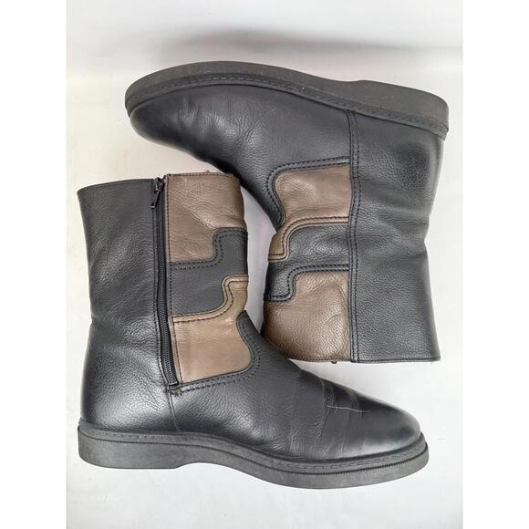 Vintage 80s Salamander Leather Fur Lined Winter Boots US 9 Made in Germany